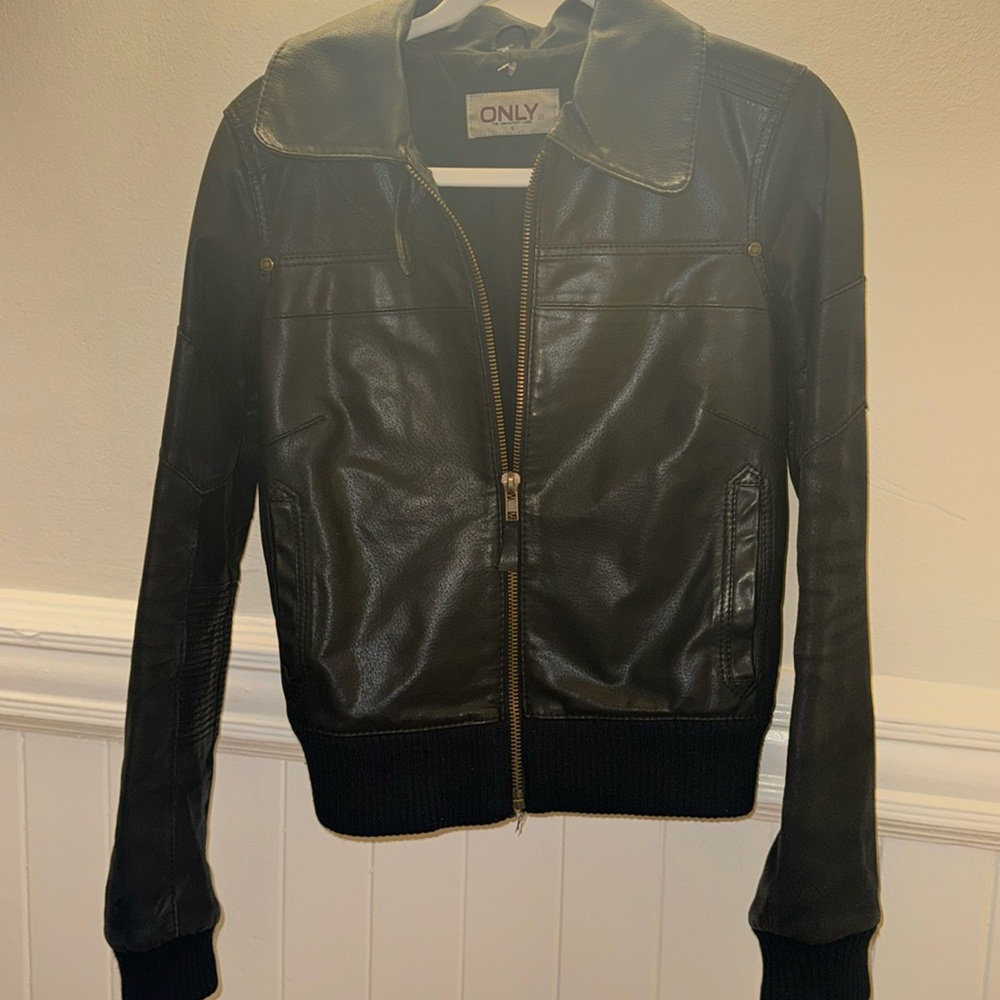 black leather jacket